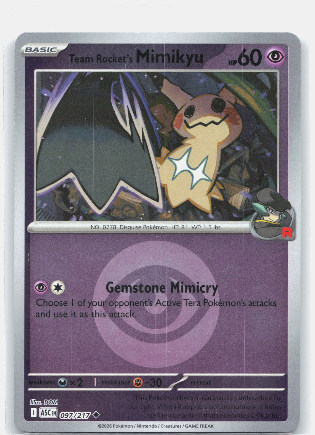 Team Rocket's Mimikyu - 097/217 (Energy Symbol Pattern)