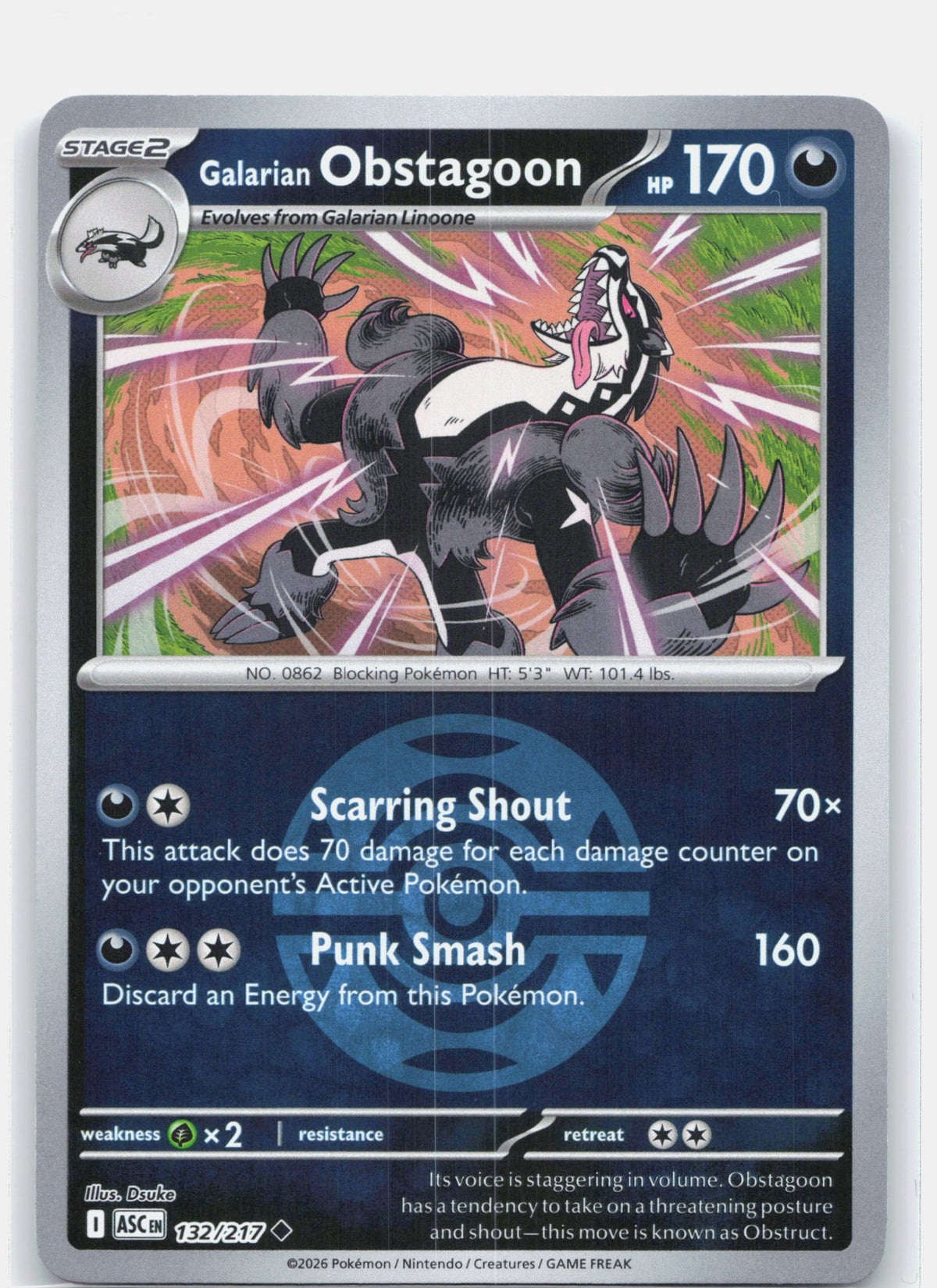 Galarian Obstagoon - 132/217 (Dusk Ball)