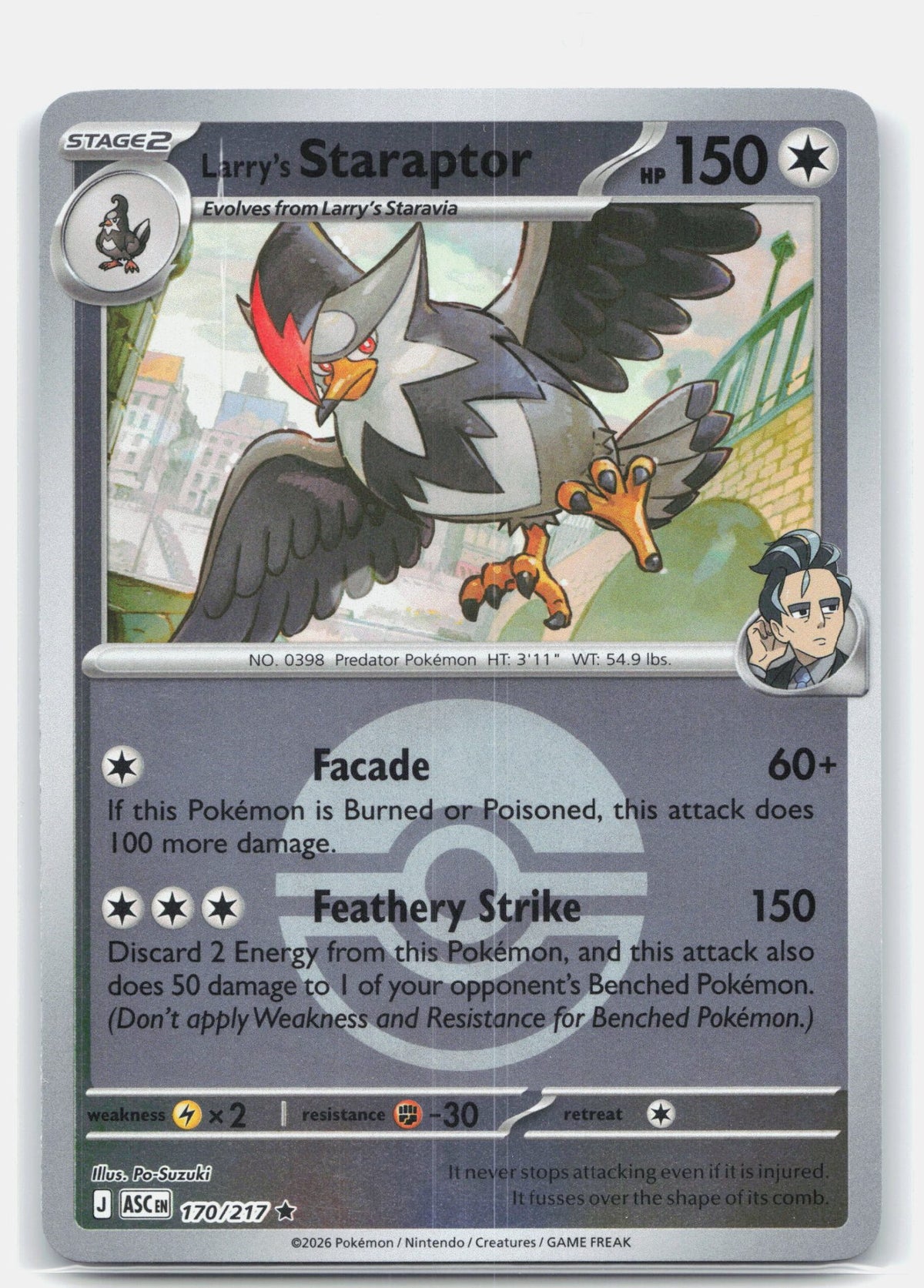 Larry's Staraptor - 170/217 (Poke Ball) | Near Mint