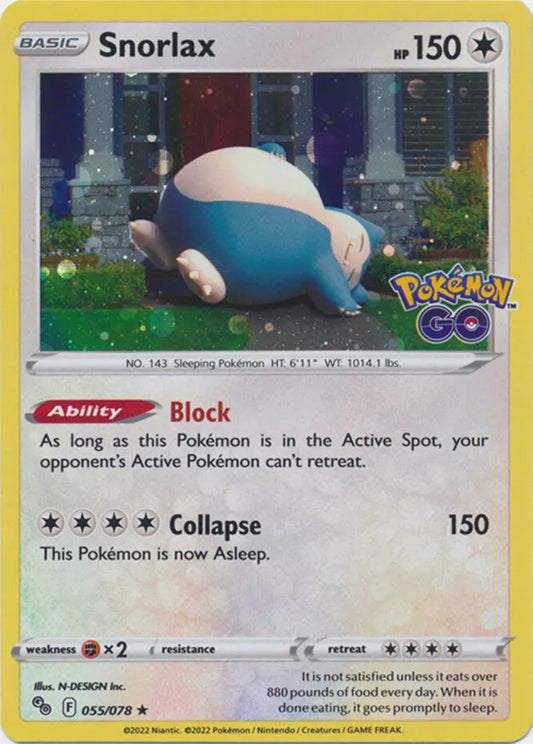 Snorlax - 055/078 - Cosmos Holo Promo, Pokemon Go | Sword & Shield, , 10.00 kr, Pokesingles. Kjøp pokemon kort til lave priser hos oss.