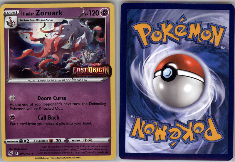 Hisuian Zoroark Prerelease Stamped 076 (LP) - Lost Origin
